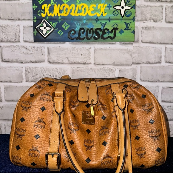 💎MCM Visetos Boston Bag Cognac with lock and key - Picture 8 of 14